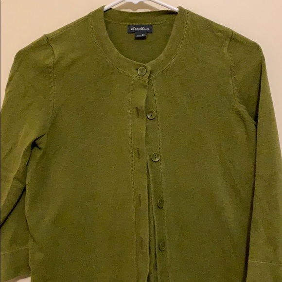 Olive Green XS cardigan Eddie Bauer - Picture 3 of 3